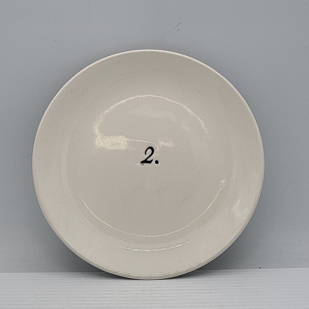Rae Dunn "2" Round Small 6" Plate Pottery Artisan Collection, Preowned